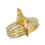 14Kt diamond and natural yellow diamond engagement ring trio