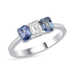 14Kt diamond and blue sapphire ring