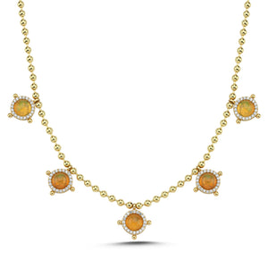 14Kt gold, diamond and ethiopian opal necklace