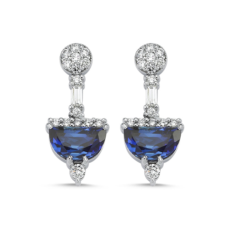 14Kt gold diamond and sapphire earrings