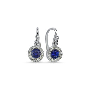 14Kt gold, diamond and blue sapphire earrings