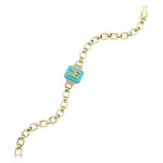 14Kt gold, diamond and turquoise initial bracelet