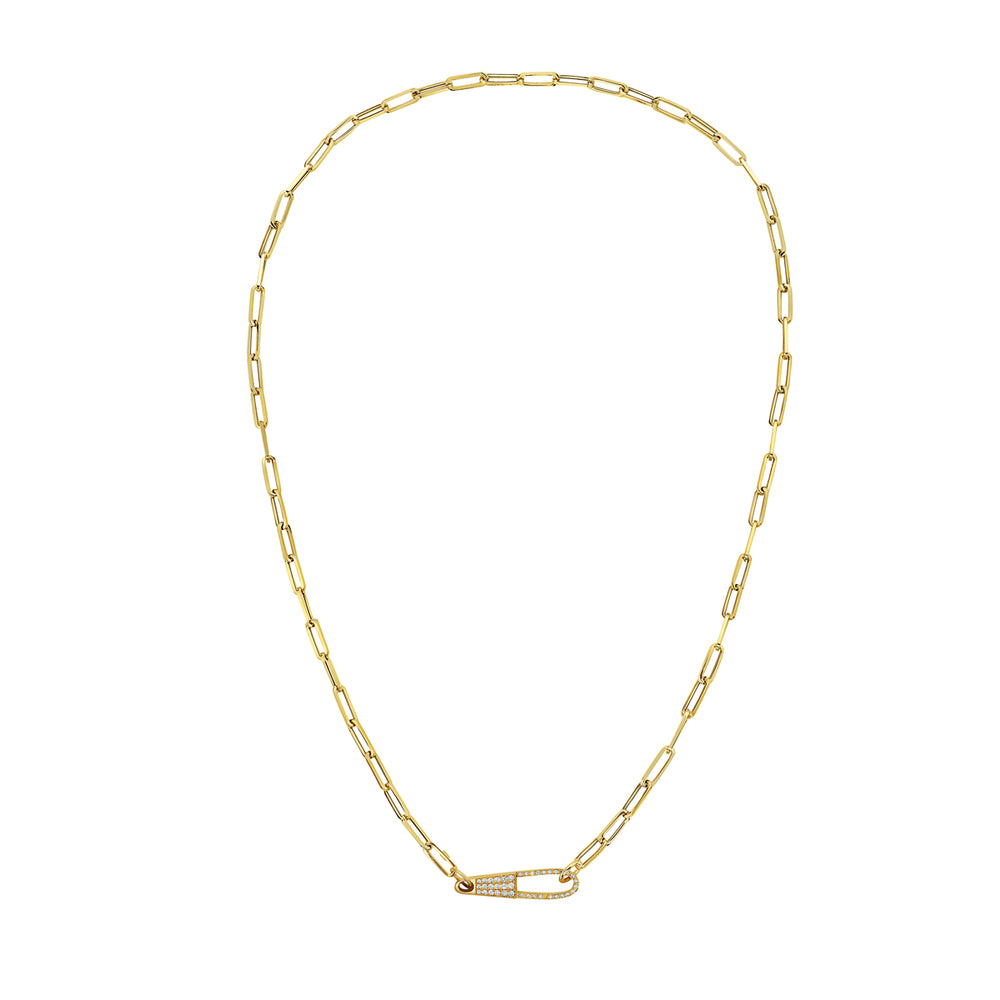 14Kt gold and diamond paper clip chain