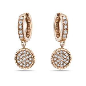 14Kt pink gold and diamond disc earrings