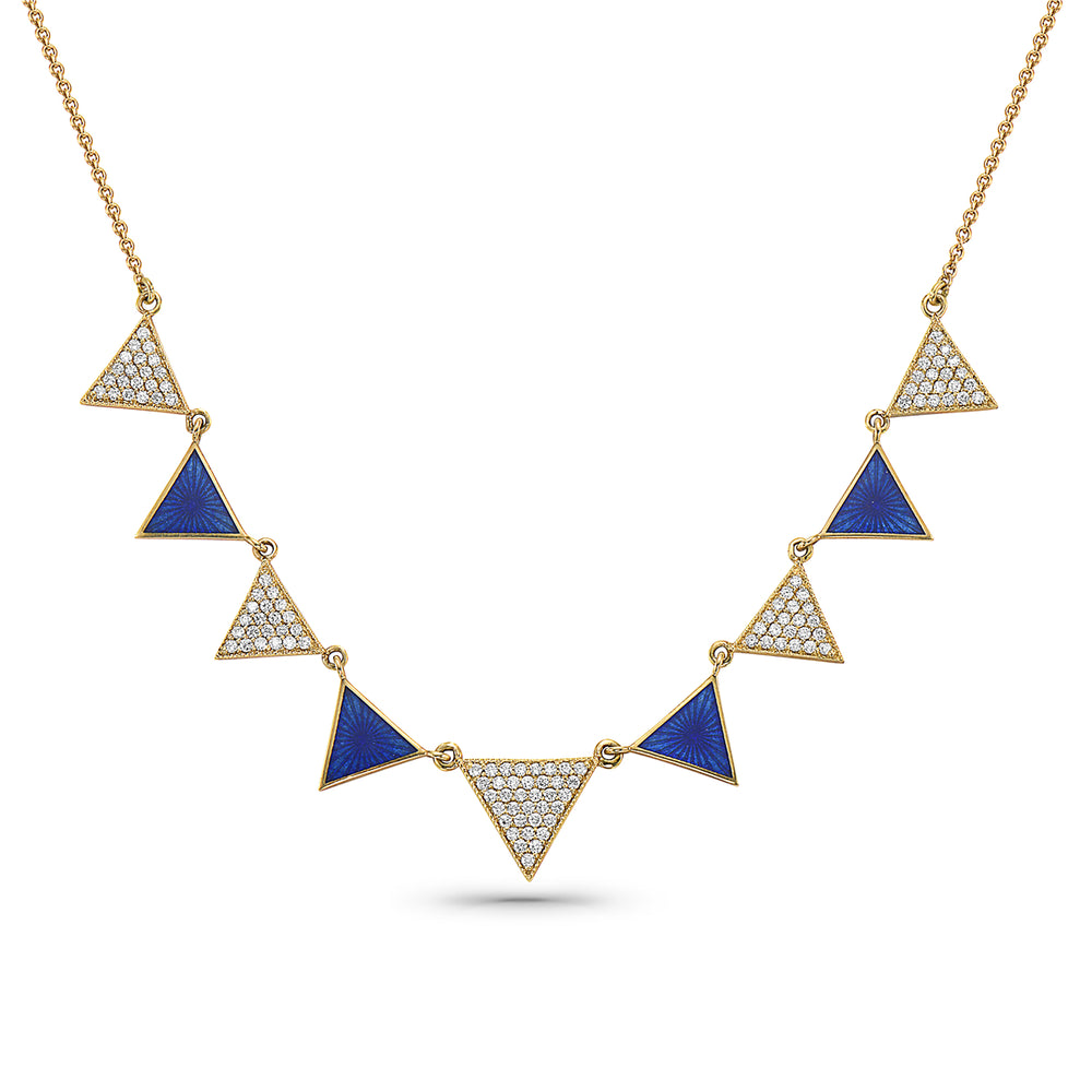 14Kt gold, diamond and enamel necklace
