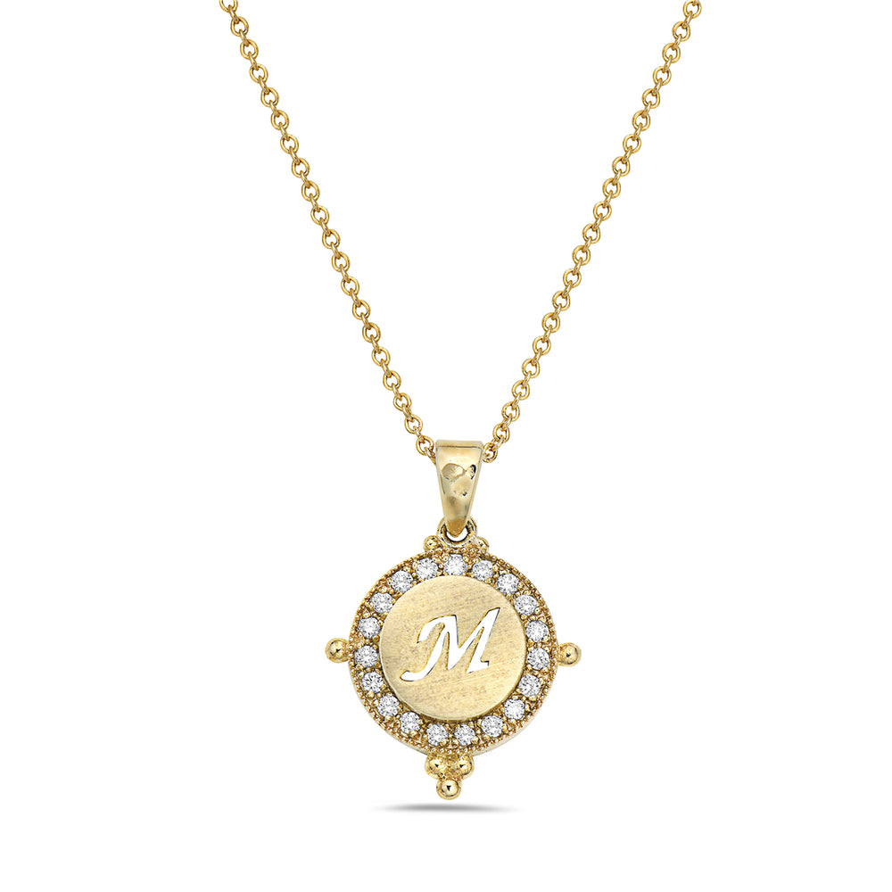 14Kt gold and diamond initial pendant