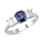 14Kt diamond and blue sapphire ring