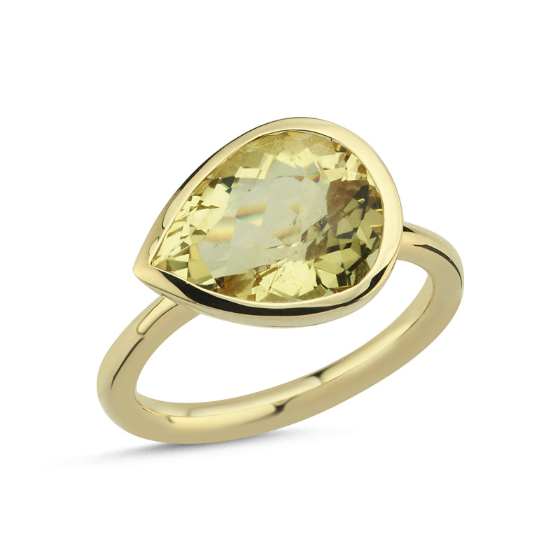 14Kt yellow gold and green beryl ring