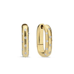 14Kt gold and diamond rectangular hoop earrings