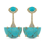 14kt yellow gold, diamond and turquoise bold earrings