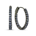14Kt blue sapphire hoop earrings