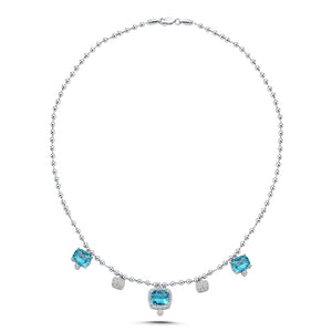 14Kt diamond and blue topaz necklace