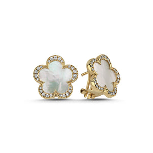 
            
                Load image into Gallery viewer, 14Kt diamond and mother of pearl flower stud earrings
            
        