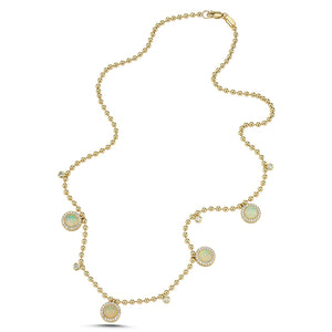 14Kt gold, diamond and white opal necklace