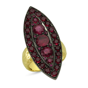 18kt yellow gold and silver ruby ring