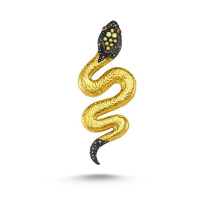 
            
                Load image into Gallery viewer, 24kt high carat gold and silver, diamond and ruby snake necklace
            
        