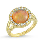 14kt yellow gold, diamond and ethiopian opal ring