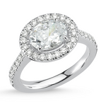 18kt white gold & oval diamond engagement ring with halo