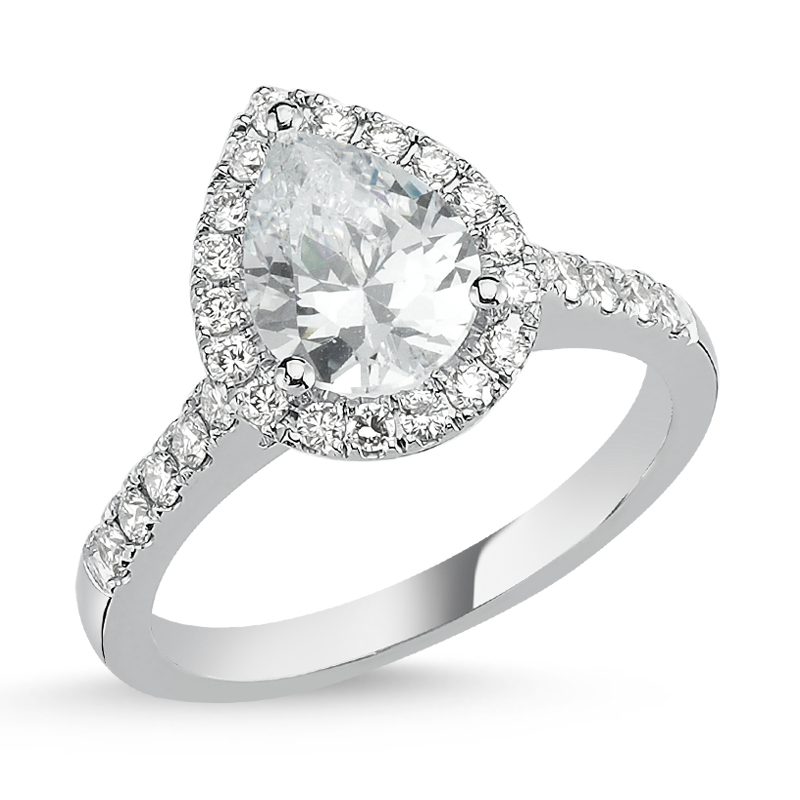 
            
                Load image into Gallery viewer, Platinum and pear shape diamond engagement ring with halo
            
        