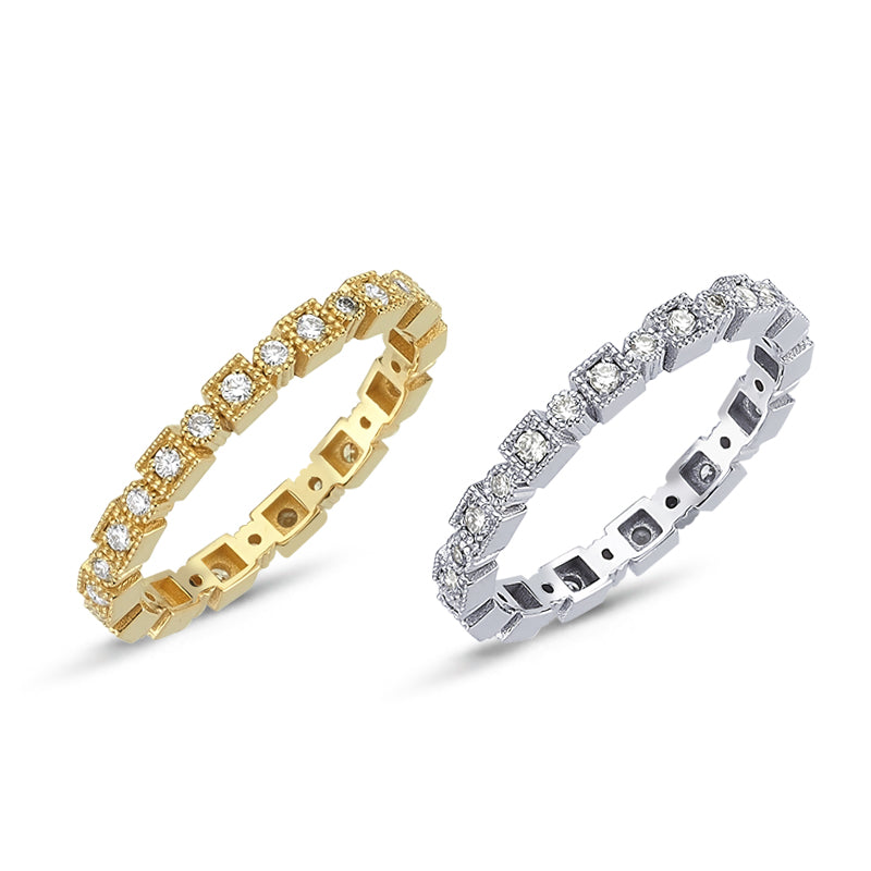 
            
                Load image into Gallery viewer, 14kt white or yellow gold &amp;amp; diamond eternity wedding band
            
        