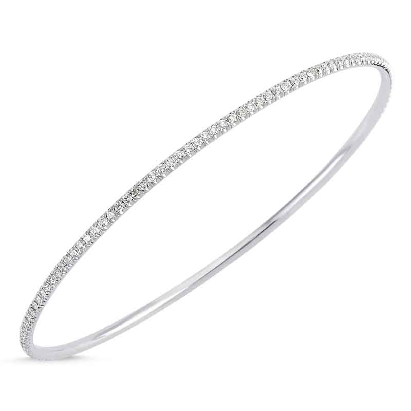 14kt white gold and micropave diamond bangle bracelet