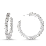 14kt white gold and diamond hoops
