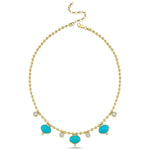 14Kt gold diamond and turquoise necklace