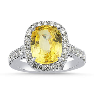 14Kt diamond and yellow sapphire ring