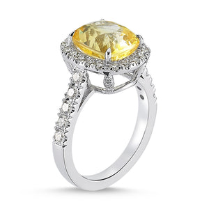14Kt diamond and yellow sapphire ring