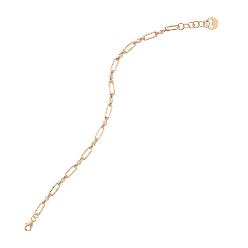 
            
                Load image into Gallery viewer, 14Kt gold and diamond paper clip bracelet
            
        