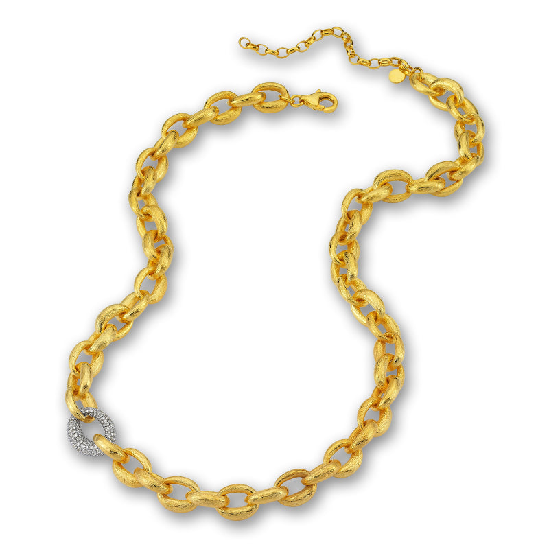 
            
                Load image into Gallery viewer, 14Kt gold and diamond link necklace
            
        