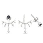 18kt white gold, diamond and blue sapphire front back earrings