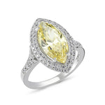 18kt white gold, diamond and  marquise  yellow cubic zirconium ring