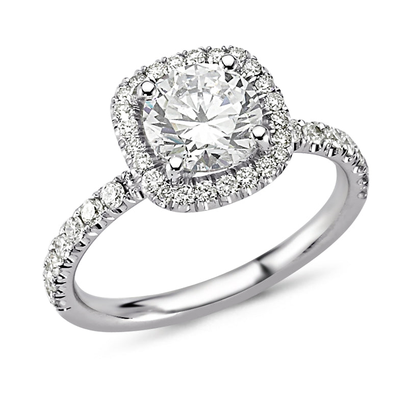 18kt white gold & diamond engagement ring with halo