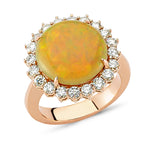 18kt yellow gold, diamond and opal ring