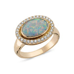 18kt pink gold ring with opal and diamonds