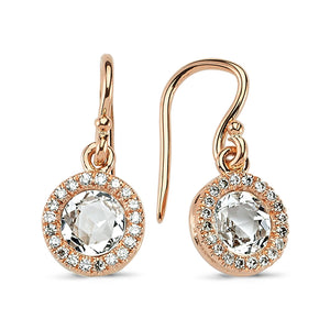 14kt pink gold, diamond and white sapphire eurowire earrings