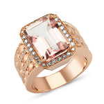 18kt pink gold, diamond and pink quartz ring