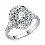 18kt white gold and diamond vintage look round engagement nng