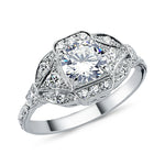 18kt white gold and diamond vintage look engagement ring
