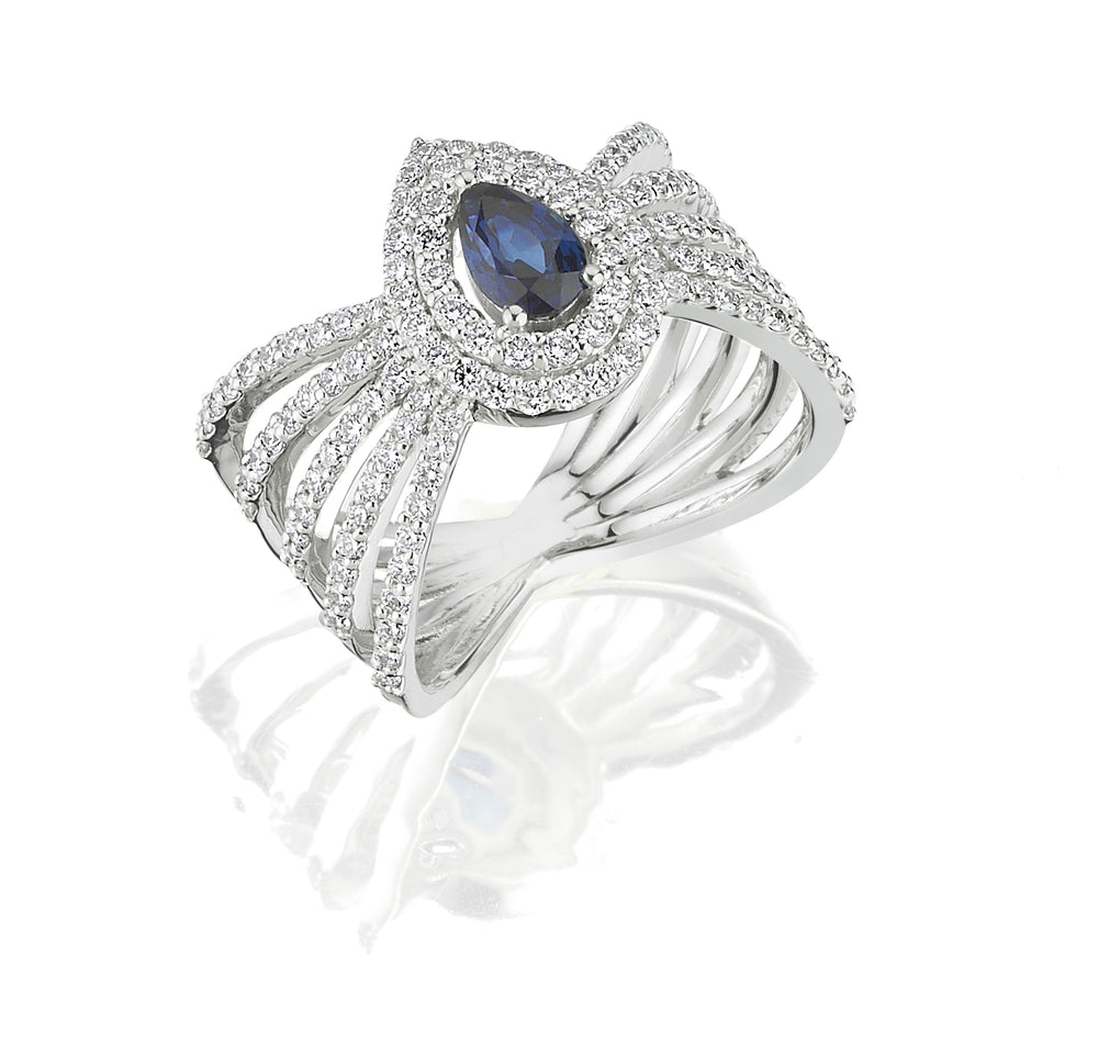
            
                Load image into Gallery viewer, 18kt white gold diamond and blue sapphire ring
            
        
