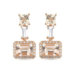 14kt pink gold, diamond, white sapphire and morganite earrings