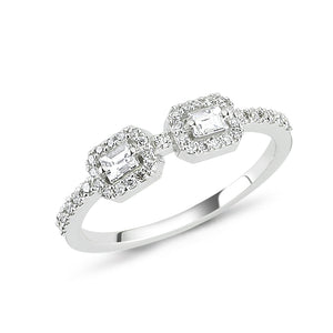 
            
                Load image into Gallery viewer, 18kt white gold diamond and baguette diamond ring
            
        