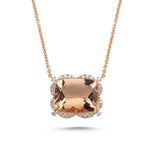 18kt pink gold, diamond and morganite necklace