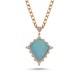 18kt pink gold diamond and opal necklace