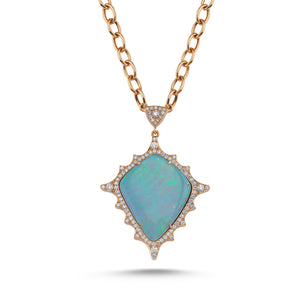 
            
                Load image into Gallery viewer, 18kt pink gold diamond and opal necklace
            
        