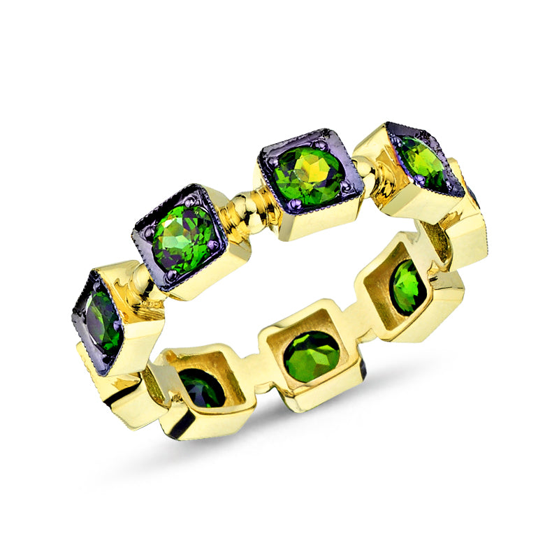
            
                Load image into Gallery viewer, 14kt yellow gold chrome diopside stackable ring
            
        