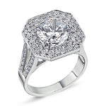 18kt white gold and diamond double halo engagement ring