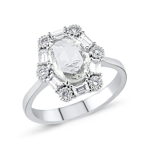 14kt white gold, diamond and white sapphire ring