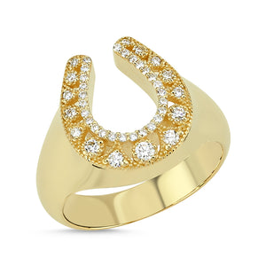
            
                Load image into Gallery viewer, 14Kt gold and diamond horseshoe ring
            
        